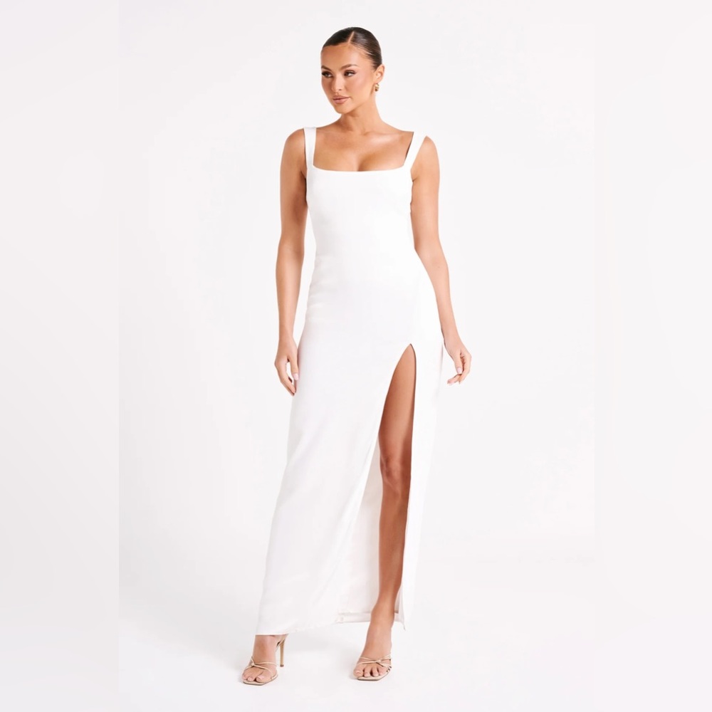 NWT Meshki Verana Backless Satin Maxi Dress - White - Small